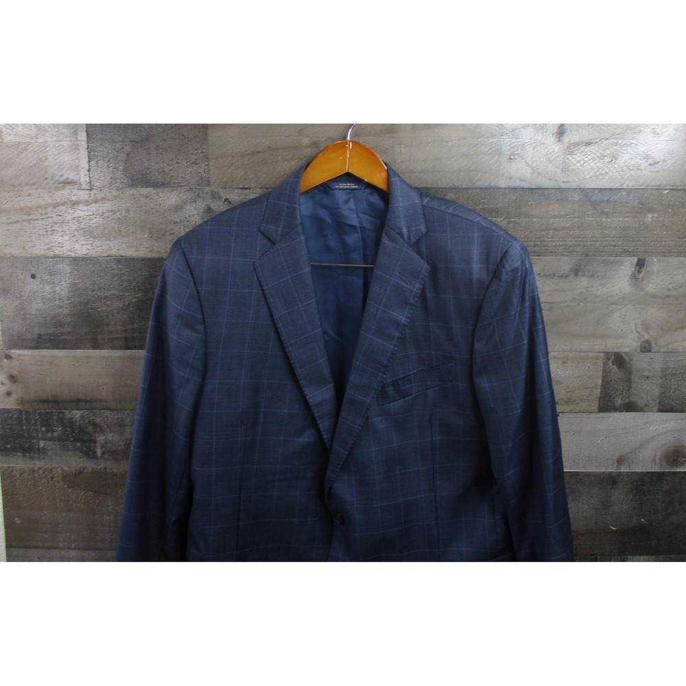 Brooks Brothers Blazer Mens 44 Regular Navy Windowpane 1818 Regent Wool Made USA